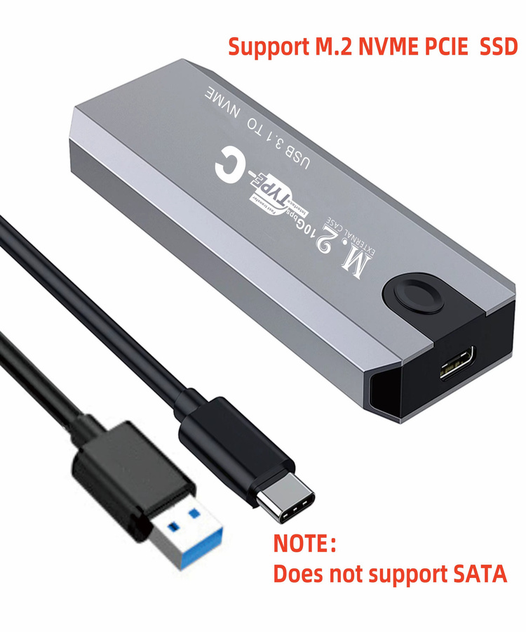 Deepartner M2 Externes SSD-Gehäuse mit Aluminium-Kühlung, Dual-Protokoll für NVMe und NGFF, Farbe: Grau - Bild 1