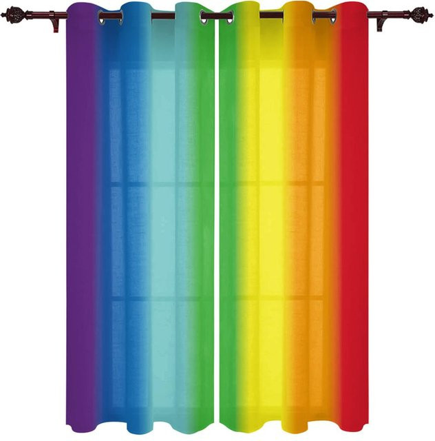 A Family Of Home Textiles Starlight Rainbow Spots Vorhang mit Sternen-Design, halbtransparent, Mehrfarbig, B: 135 cm, H: 165 cm - Bild 1