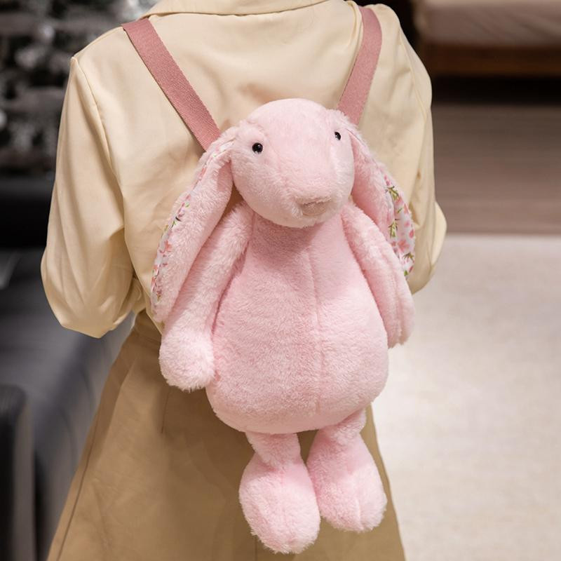 GDzaccly Hase Rucksack Langohriger Hase Plüsch Rosa Grau Braun 45cm - Bild 2