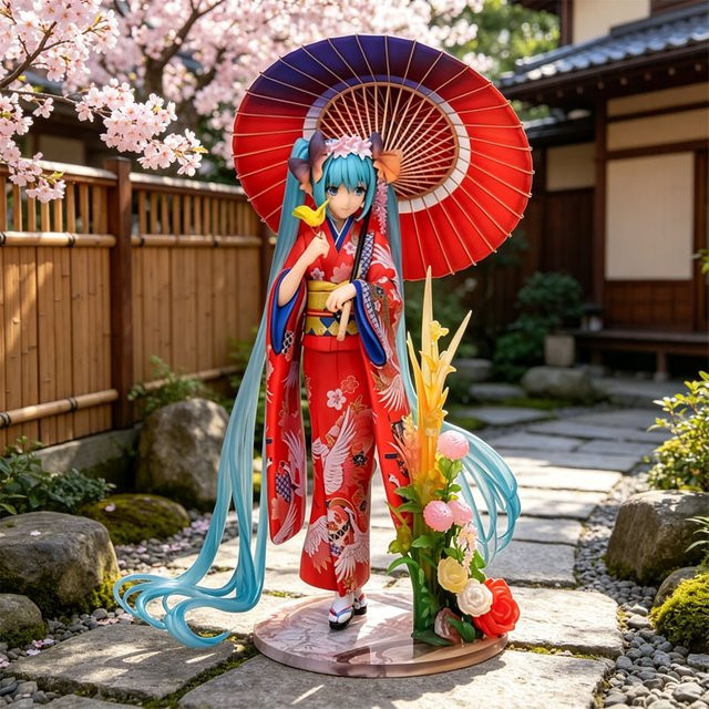 Bandai Hatsune Miku Kimono Hanairoi, Actionfigur, Kunststoff - Bild 1