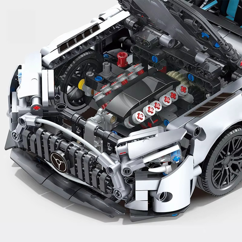 HUATEC Technischer Silberner Supersportwagen, Rennwagen-Bausatz, 1:14, 1310 Teile - Bild 5
