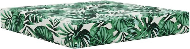 vidaXL Sofakissen für Draußen mit Blattmuster in Grün, Polyester, B/T/H: 60 x 60 x 8 cm - Bild 1