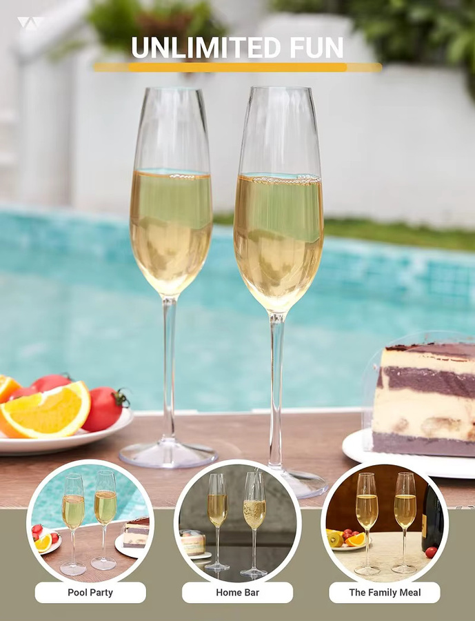 MICHLEY Champagnerflöten Set aus unzerbrechlichem Tritan Kunststoff in Transparent, 2/4 Stück - Bild 2