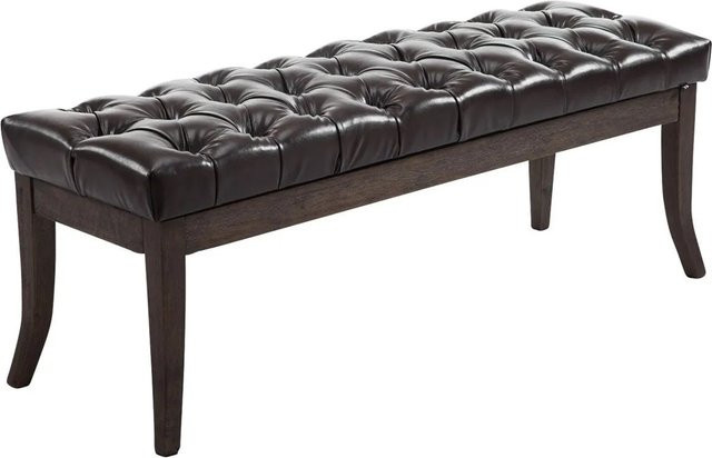 CLP Sitzbank Ramses im Chesterfield-Stil aus Kunstleder in Antik-Dunkelbraun, Breite: 150 cm - Bild 1