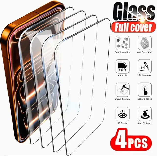 4er-Pack DIXSG Displayschutzfolie aus gehärtetem Glas für iPhone 17 16 15 14 13 12 11 Pro Max Plus XR XS, transparent - Bild 1