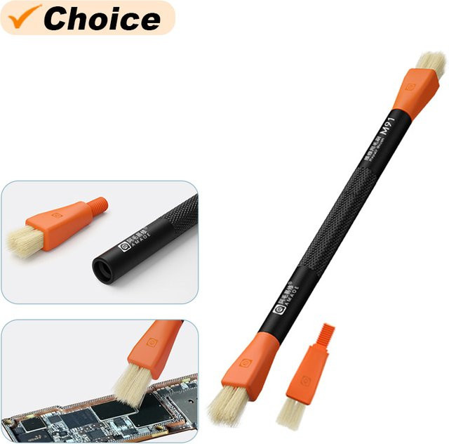 Amaoe m91 Doppelkopf-Reinigungsbürste mit austauschbarem Kopf in Orange für Handy, Laptop und Motherboard zur Staubentfernung - Bild 1
