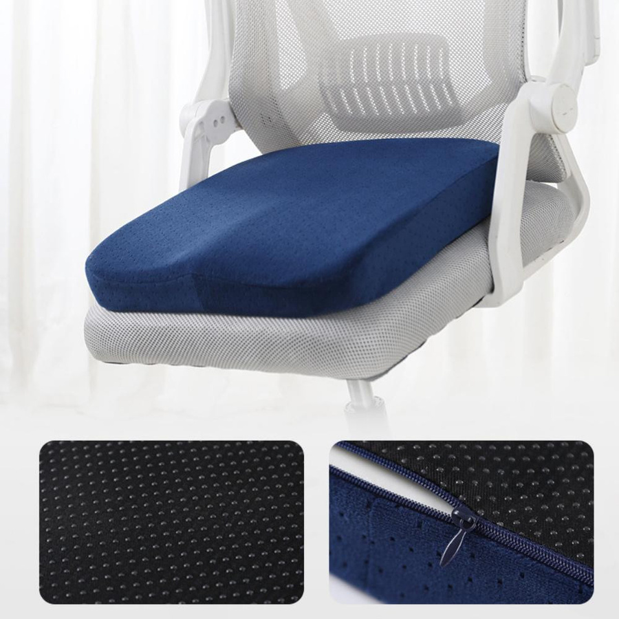 Ergonomisches Memory-Foam-Bürokissen von JMG Clothing in Blau, quadratisches Steißbeinkissen mit waschbarem Bezug, B/B: 40 x 40 cm - Bild 3