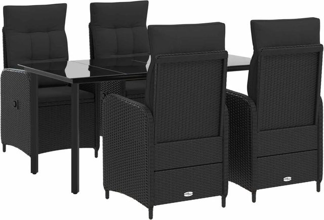 vidaXL Lounge-Set aus PE-Rattan und pulverbeschichtetem Stahl in Schwarz mit 5 Teilen für Garten und Terrasse - Bild 1