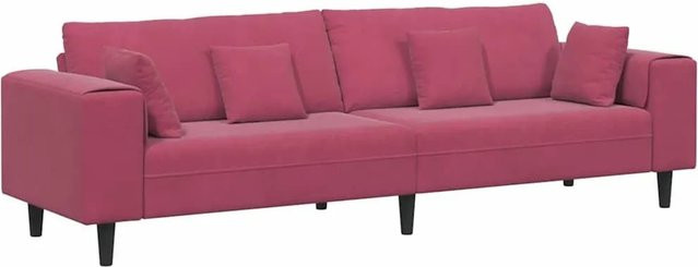 vidaXL Sofa aus Samt mit Kissen in Weinrot, B/T/H: 250 x 77 x 76 cm - Bild 1