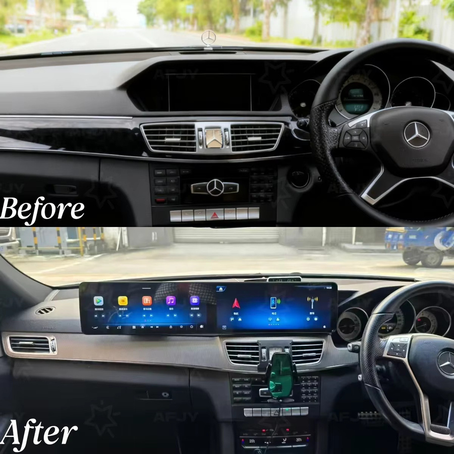 YANFU Dual Android 14 Autoradio mit 12,3 Zoll Touchscreen für Mercedes-Benz E-Klasse 2009-2012 inklusive Wireless CarPlay, GPS und Bluetooth in Schwarz - Bild 2