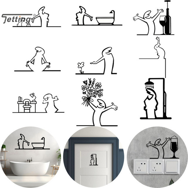 JETTING Wanddekoration Duschfigur aus Metall in Schwarz und Grün im minimalistischen Design - Bild 1