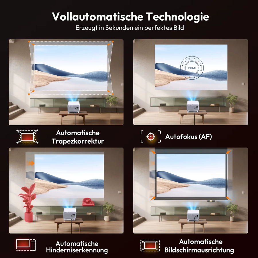 XGODY A6/N6 Pro 4K UHD Beamer mit 700 ANSI, Android, 1 GB RAM + 32 GB Speicher, Autofokus, Keystone-Korrektur, Gimbal und Wifi6 in Weiß - Bild 2