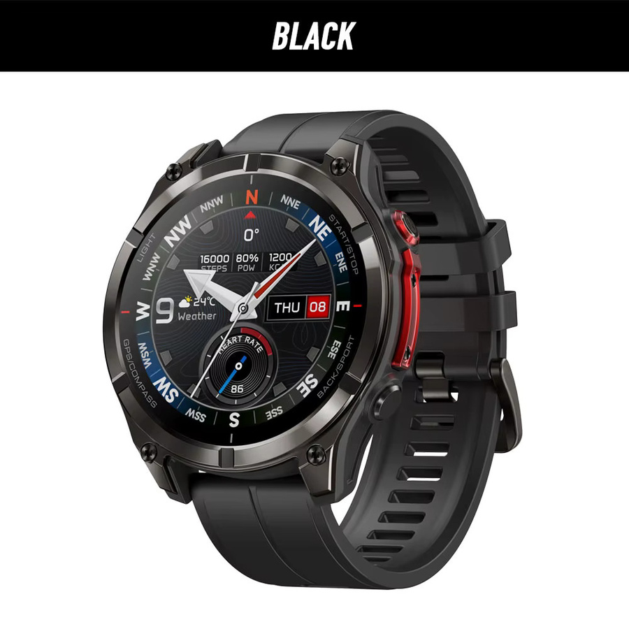 Zeblaze Stratos 4 Pro Smartwatch in Schwarz mit 1,43 Zoll AMOLED Display, Dual-Band-GPS, 5ATM Wasserdichtigkeit, Herzfrequenz- und SpO2-Monitor sowie Bluetooth-Anruffunktion - Bild 7