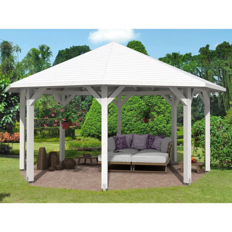 Skan Holz Pavillon Nice 3 aus Leimholz in Weiß B/T/H: 557 x 347 x 557 cm - Bild 2