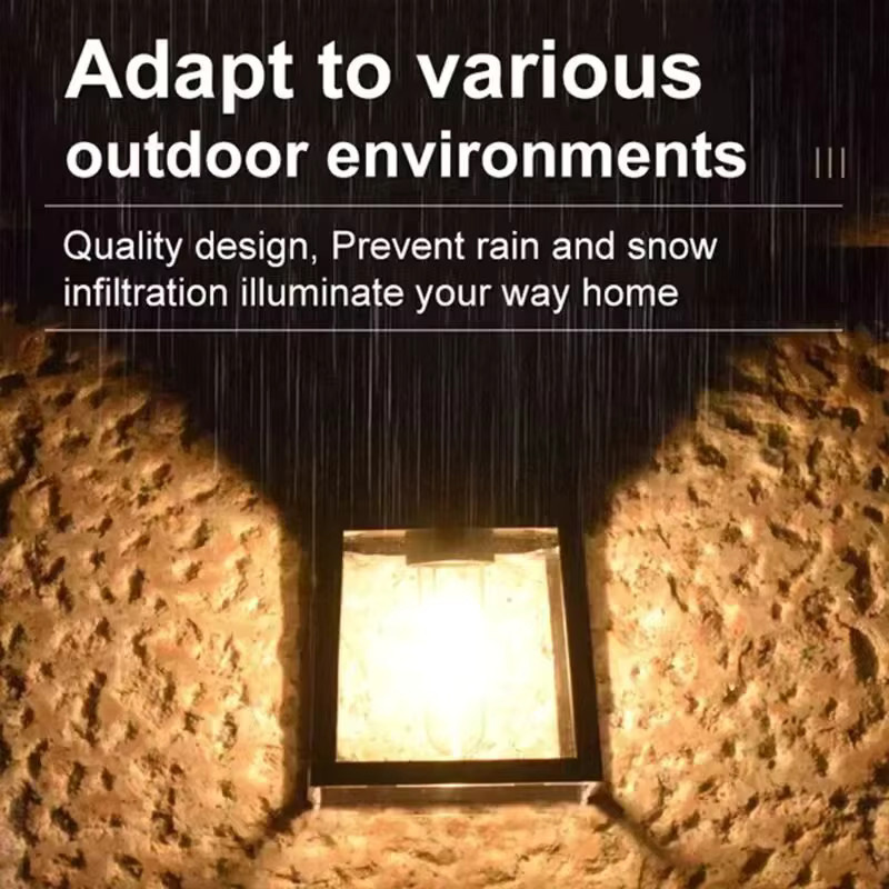 XIWANGFIRE Solar-Wandleuchte in Schwarz mit warmweißem Licht für Garten, Balkon und Außenbereiche - Bild 3