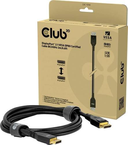 Club3D CAC-1094 DisplayPort Verlängerungskabel Schwarz, Länge: 2 m - Bild 1