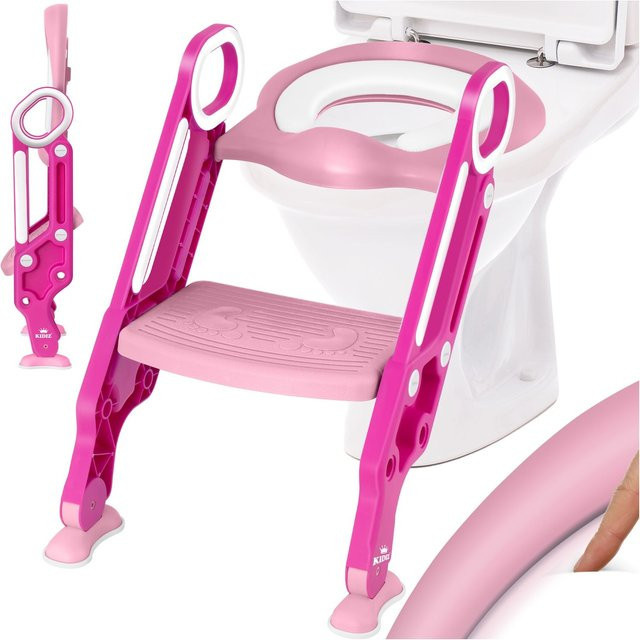 KIDIZ Kinder Toilettensitz Toilettentrainer mit faltbarem Design, rutschfesten Stufen und Griffen, höhenverstellbar - Bild 1
