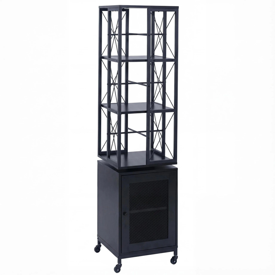 Bücherregal MCW-P13 Industrial Design aus Metall und Melamin in Schwarz, H x B x T: 162 x 40 x 42 cm - Bild 3