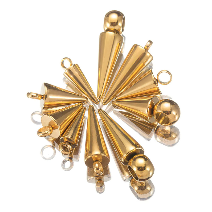 MINGXUAN Anhänger Edelstahl, Kegel, Spike, Gold, Unisex - Bild 1