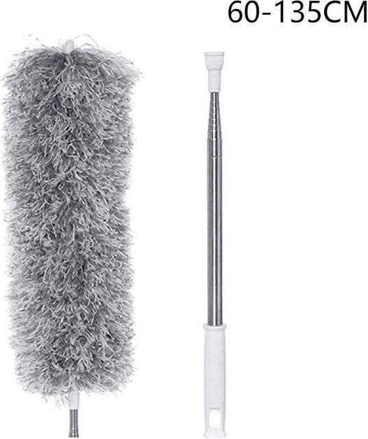 Zeling Staubwedel aus Mikrofaser mit ausziehbarer Teleskopstange und waschbarem Kopf, Grau - Bild 1