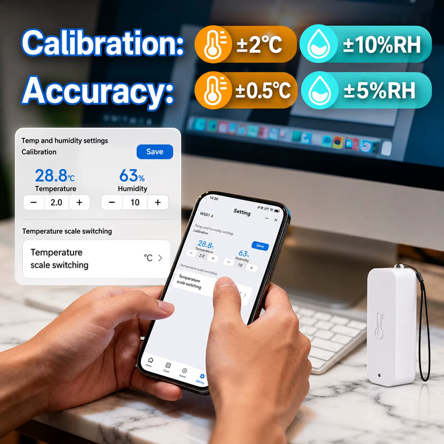 Tuya WiFi Wetterstation RF433 IP65 Wasserdichter Außentemperatur- und Feuchtigkeitssensor in Weiß - Bild 3