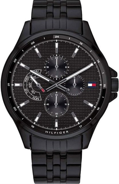 Tommy Hilfiger Chronograph, Herrenuhr, Edelstahl, Schwarz, 44 mm, Quarz - Bild 1