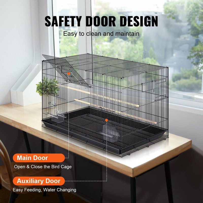 Buying Solutions MB Vogelkäfig aus Kohlenstoffstahl mit Rollständer und Schublade, Schwarz, 30 Zoll - Bild 5