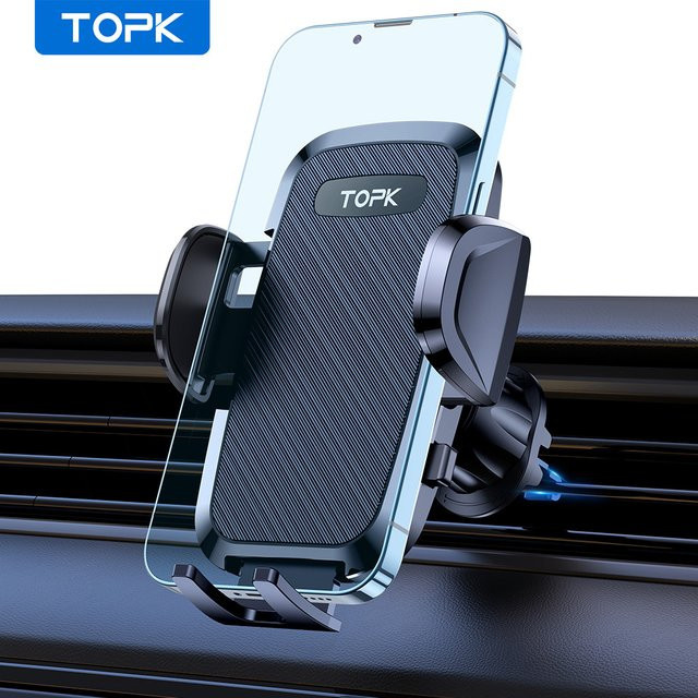 TOPK Autotelefonhalterung für Lüftungsschlitze mit Metallhakenclip und 360 Grad Rotation in Schwarz - Bild 1