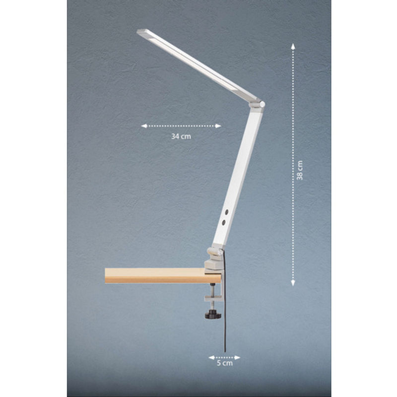 Fischer & Honsel LED-Klemmleuchte Geri in Silber und Weiß, dimmbar und verstellbar, Höhe: 38 cm - Bild 3