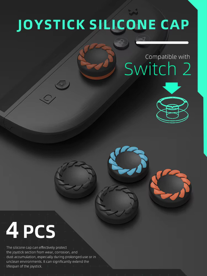 DATA FROG Joy-Con Daumengriffe für Nintendo Switch und Switch 2, Silikon-Anti-Rutsch-Kappen für Joystick-Abdeckung, 4 Paar, Multicolour - Bild 2