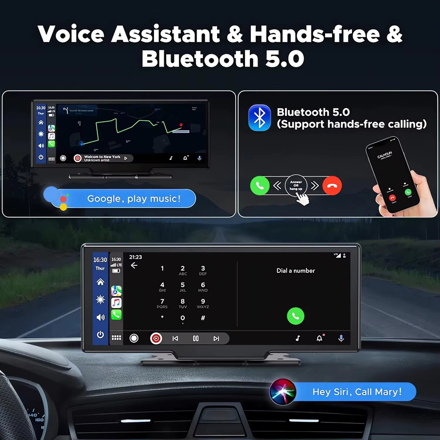 USEEBEE Dual-Lens Dashcam mit 4K Auflösung, 10,26 Zoll Display, CarPlay und Android Auto, GPS, 5G WiFi und Bluetooth, Black Box Fahrtenschreiber für LKW, Schwarz - Bild 4