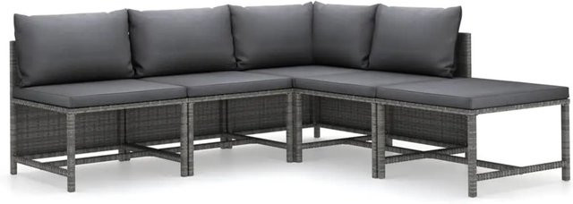 vidaXL 5-tlg Garten-Lounge-Set Modell 5 aus Poly Rattan mit Kissen in Grau und Anthrazit - Bild 1