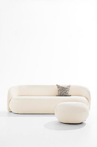 Bloom 3-Sitzer Sofa Pastill in Weiß mit Bouclé-Stoff und passenden Kissen - Bild 1