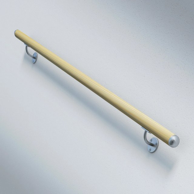 Dolle Handlauf-Komplettset aus Fichte in Braun, Rund, Länge: 150 cm, Durchmesser: 4 cm - Bild 2