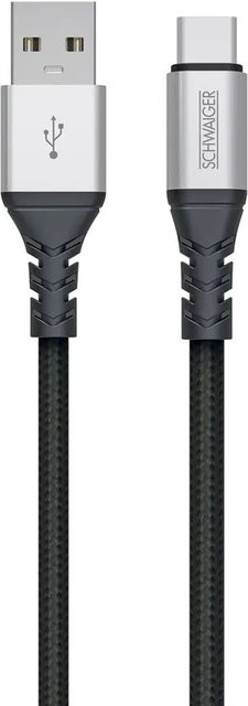 Schwaiger USB-C auf USB-A Sync und Ladekabel unzerstörbar Schwarz 1,2 m - Bild 1