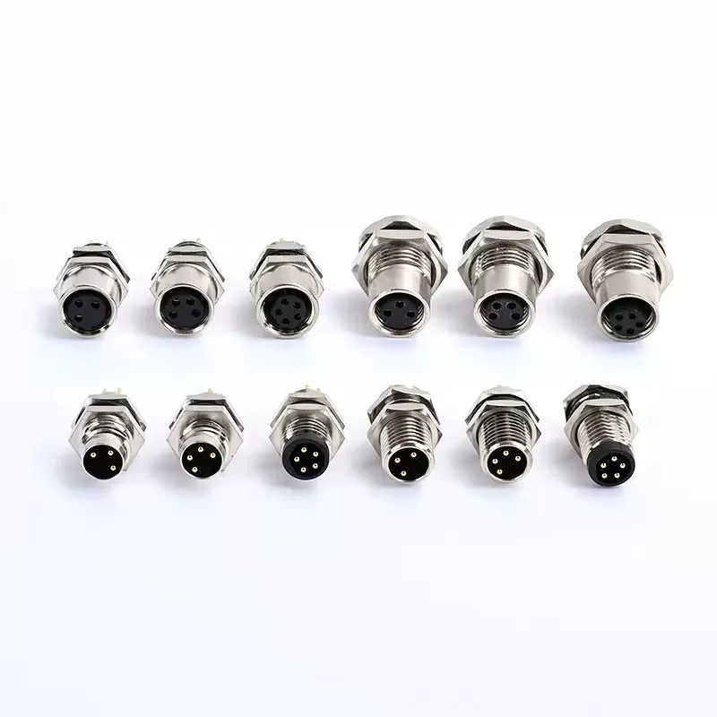 M8 Sensor Stecker Set mit Flansch Buchse und Gewinde Kupplung Wasserdicht in Silber für A Typ 3Pin 4Pin 5Pin - Bild 2