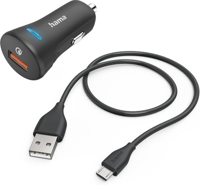 Hama Auto-Schnellladegerät mit Micro-USB Ladekabel, 19,5 W, 1,5 m, Schwarz - Bild 1