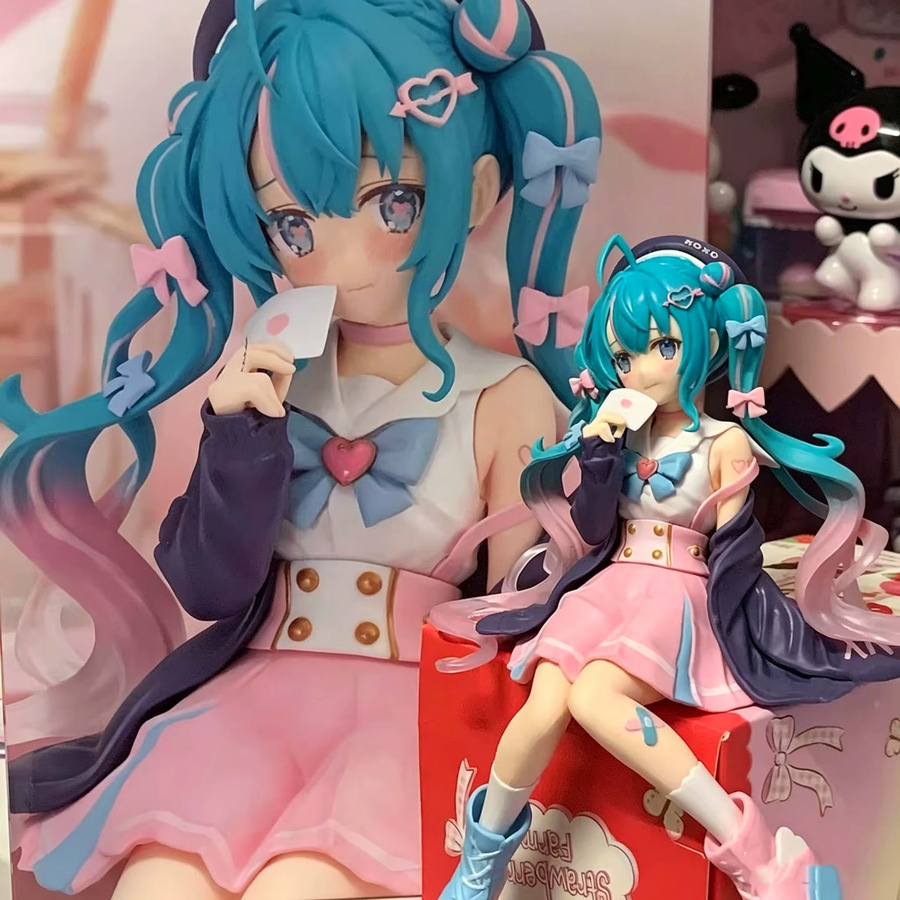 Bandai Hatsune Miku Anime-Figur, rosa Sakura, sitzende Pose, PVC-Actionfigur - Bild 2