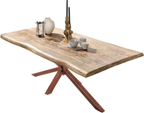 TABLES & CO Esstisch aus Mango Holz in Braun mit Live Edge Design, Höhe: 77 cm, Tiefe: 90 cm - Bild 1