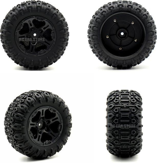 RC ERA RC-Car-Räder und Reifen, 4-teiliges Set, 105 mm Außendurchmesser, 12 mm Sechskant - Bild 1