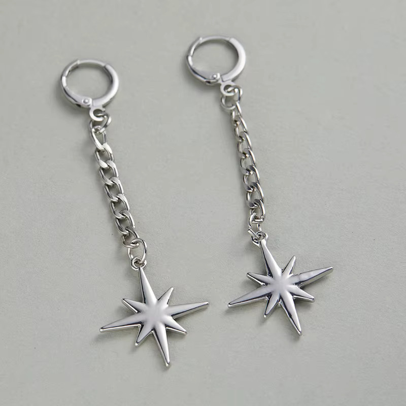 Nonoyesya Ohrringe mit Sternkette und Quasten, Silber, Damen - Bild 4