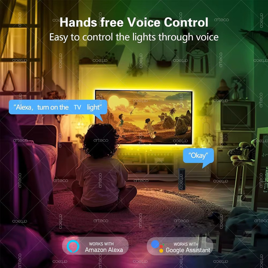 Arteco Smart LED Streifen RGB mit Tuya WiFi App-Steuerung für TV Hintergrundbeleuchtung und Raumdekoration - Bild 5
