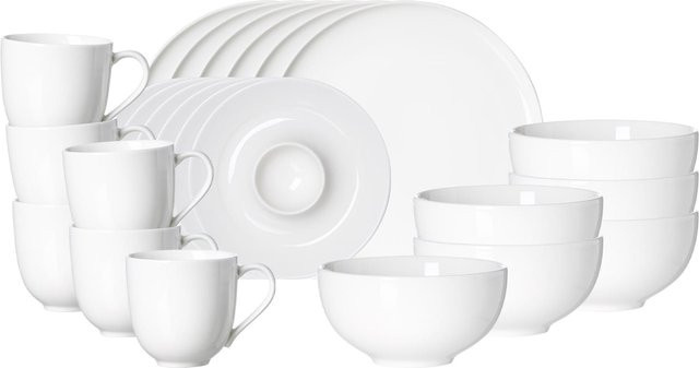 Ritzenhoff & Breker Frühstücks-Set Skagen Kaffeeservice aus Porzellan, 24er Set, Weiß - Bild 1