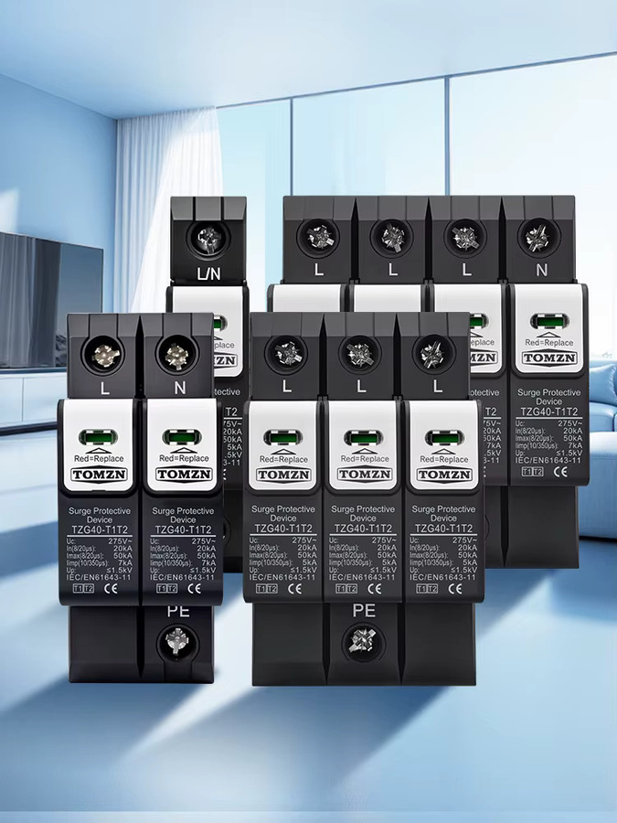 TOMZN TZG40-T1T2 Überspannungsschutzgerät für die DIN-Schiene, Blitzschutz mit 275V 385V AC, 20-50kA 10/350μs und 7kA - Bild 6