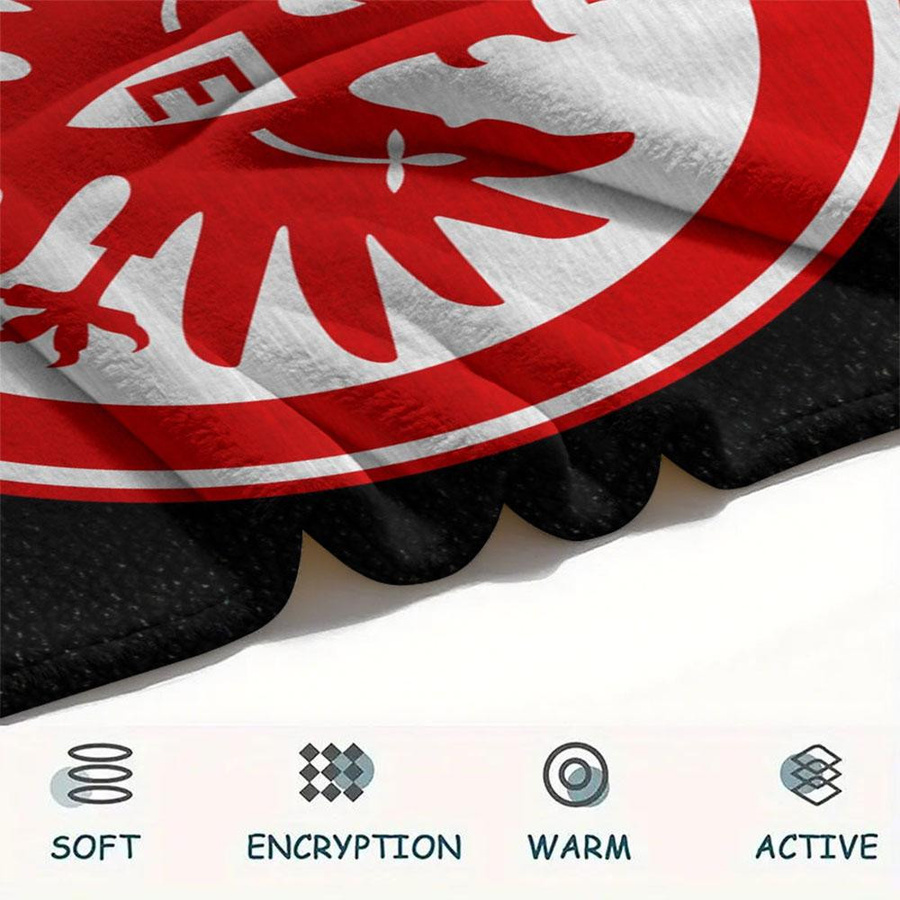 Eintracht Frankfurt FC Flanelldecke von HAPPYDAYSET, weicher Überwurf in Schwarz, Weiß und Rot, B/H: 80 x 120 cm - Bild 2