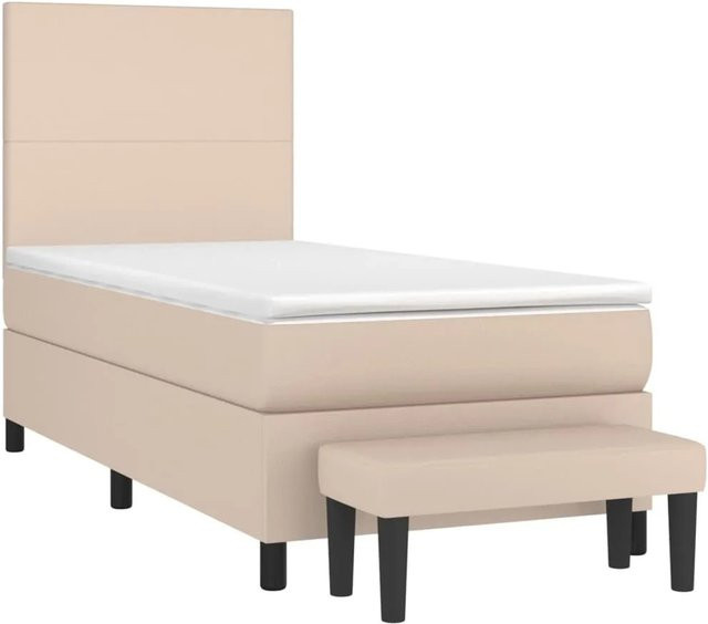vidaXL Boxspringbett Hybrid mit Matratze in Cappuccino-Braun, B/T/H: 90 x 200 x 30 cm - Bild 1