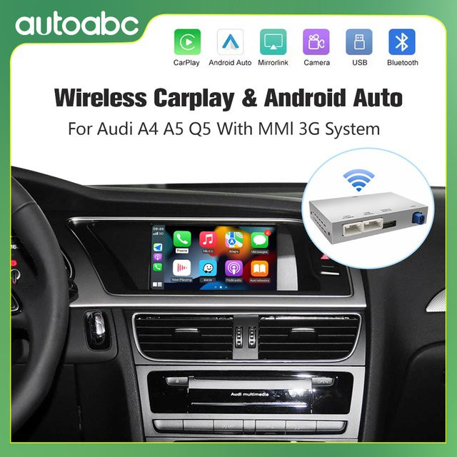AUTOABC Wireless CarPlay und Android Auto Interface für Audi A4 B8, A5 und Q5 (2009-2015) mit MMI 3G, AirPlay, Mirror Link und Bluetooth Navigation - Bild 1