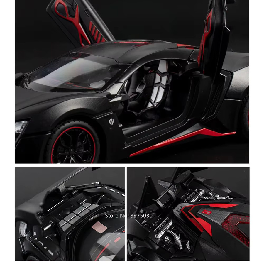YBC YIBAICHENG Lykan Supercar, Modellauto, 1:24, mit Sound, Metall, Gummi - Bild 2