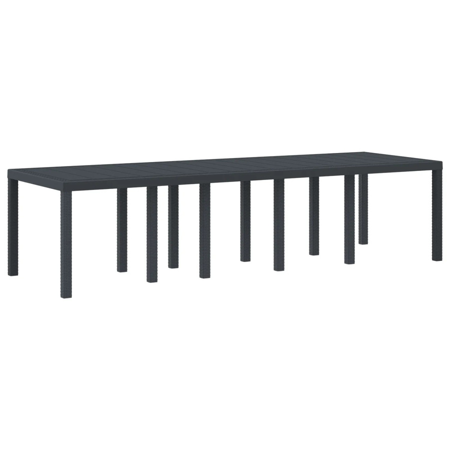 vidaXL Gartentisch aus Polyrattan in Anthrazit, erweiterbarer rechteckiger Esstisch für Garten und Terrasse, B/T/H: 300 x 100 x 73 cm - Bild 2