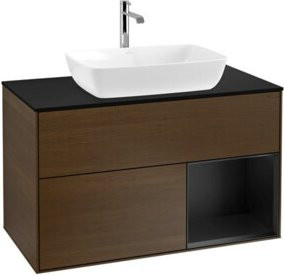 V&B Waschtischunterschrank Finion 100 mit Wandbeleuchtung in Blau, B/T/H: 100 x 50,1 x 50,1 cm - Bild 1